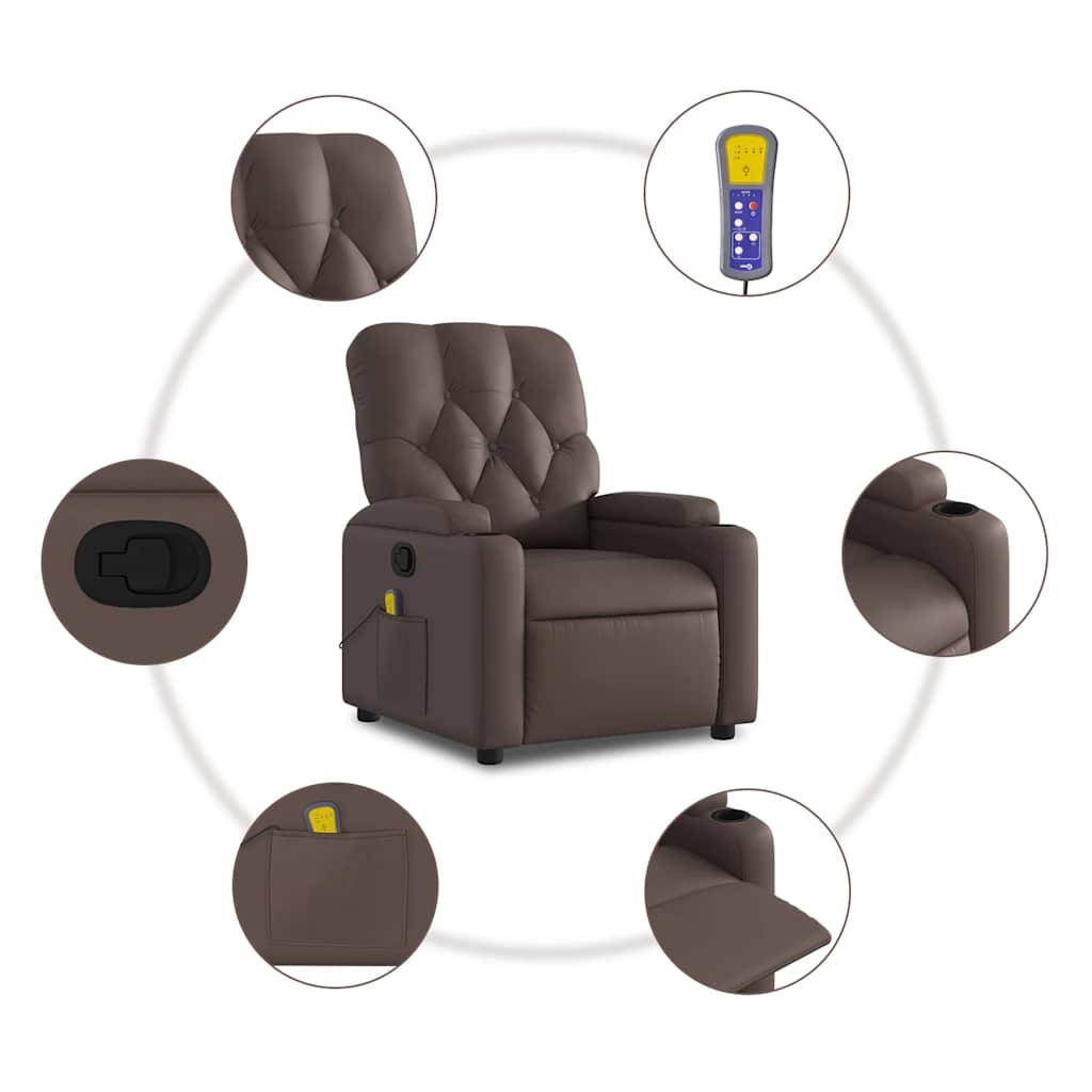 Fauteuil de massage inclinable Marron Similicuir Fauteuils vidaXL