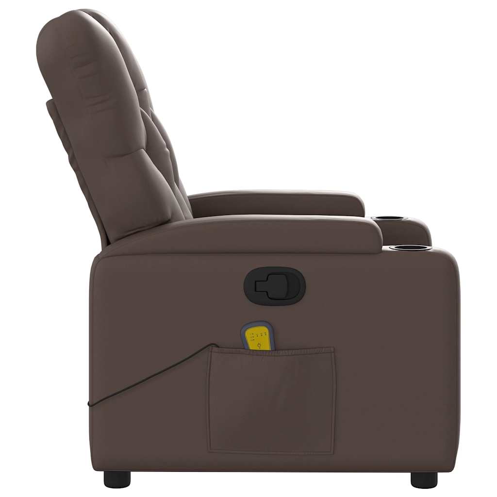 Fauteuil de massage inclinable Marron Similicuir Fauteuils vidaXL