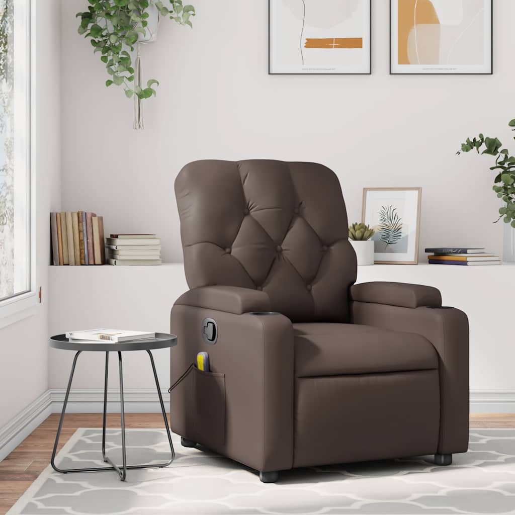 Fauteuil de massage inclinable Marron Similicuir Fauteuils vidaXL