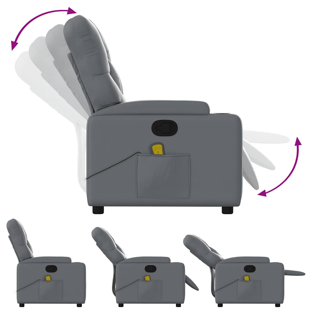 Fauteuil de massage inclinable Gris Similicuir - XIOS