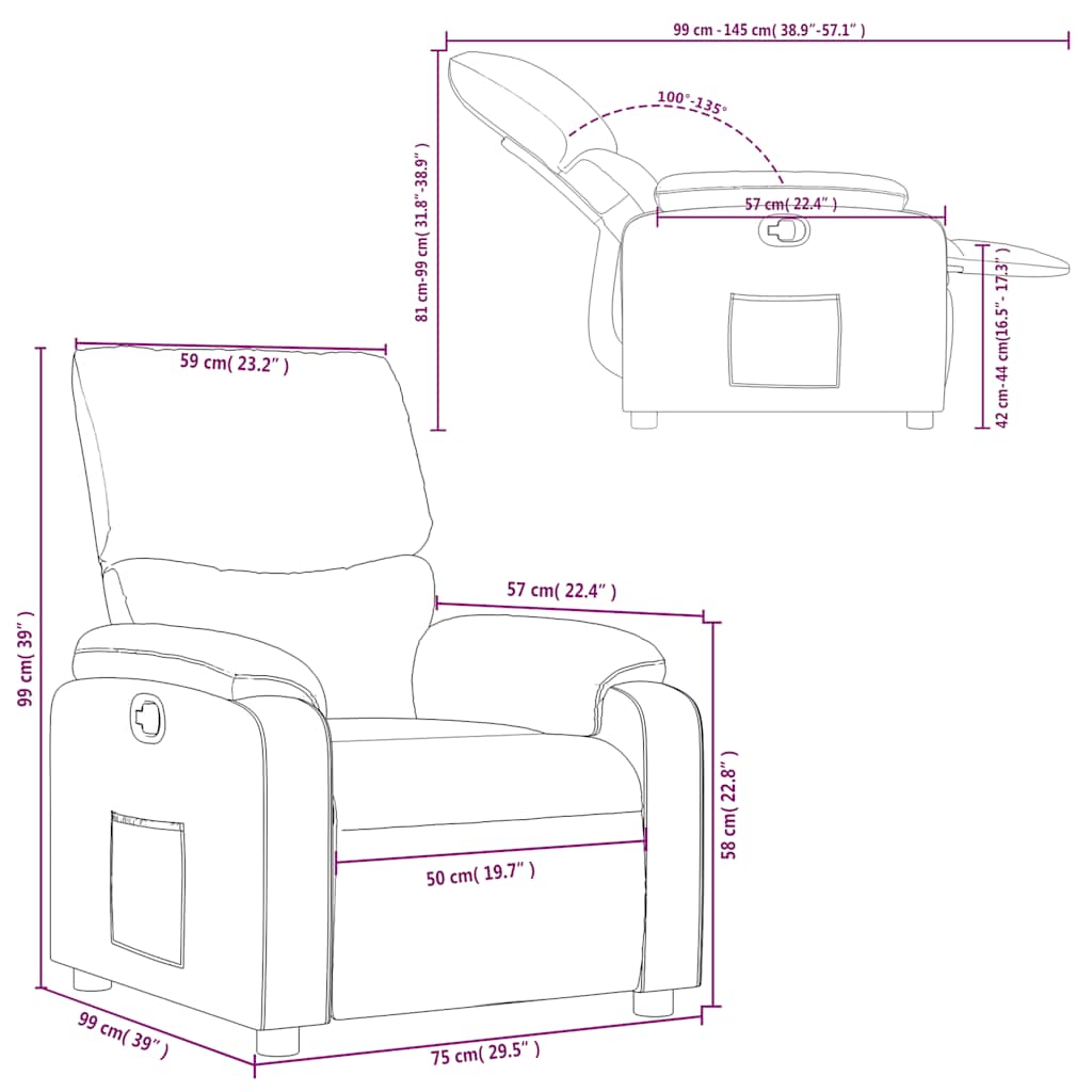 Fauteuil inclinable Taupe Tissu - XIOS