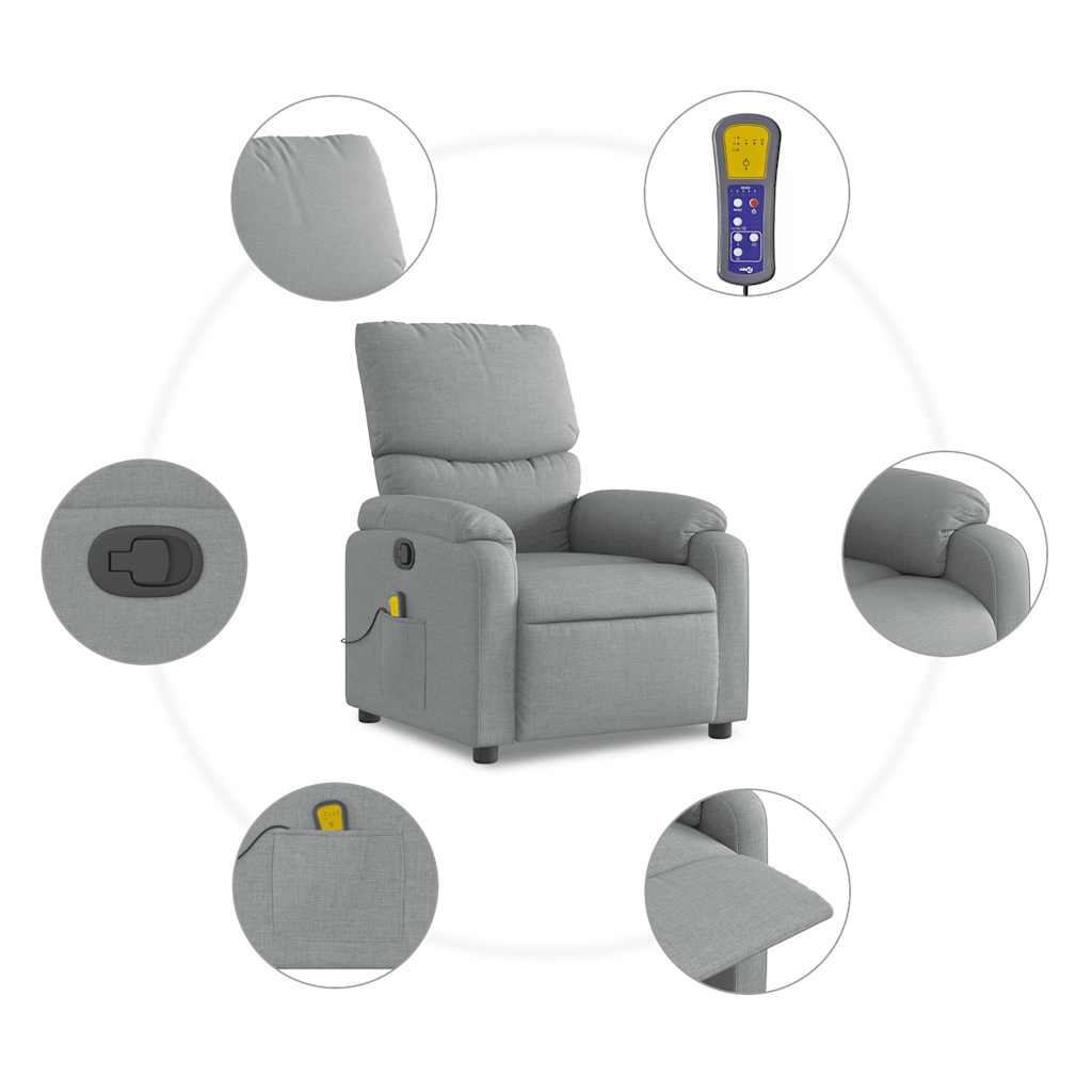 Fauteuil de massage inclinable Gris clair Tissu - XIOS
