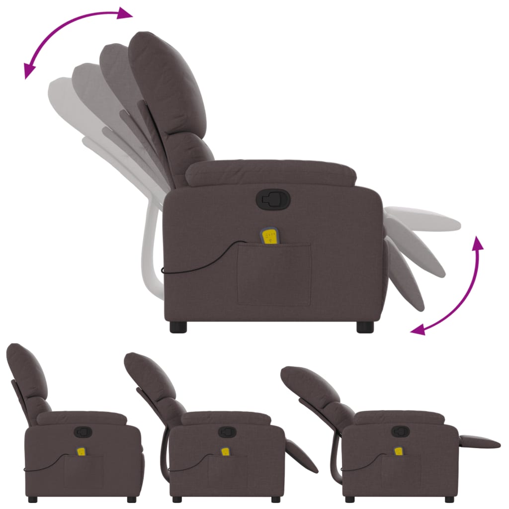 Fauteuil de massage inclinable Marron foncé Tissu - XIOS