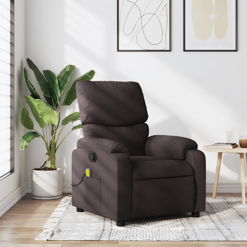 Fauteuil de massage inclinable Marron foncé Tissu - XIOS
