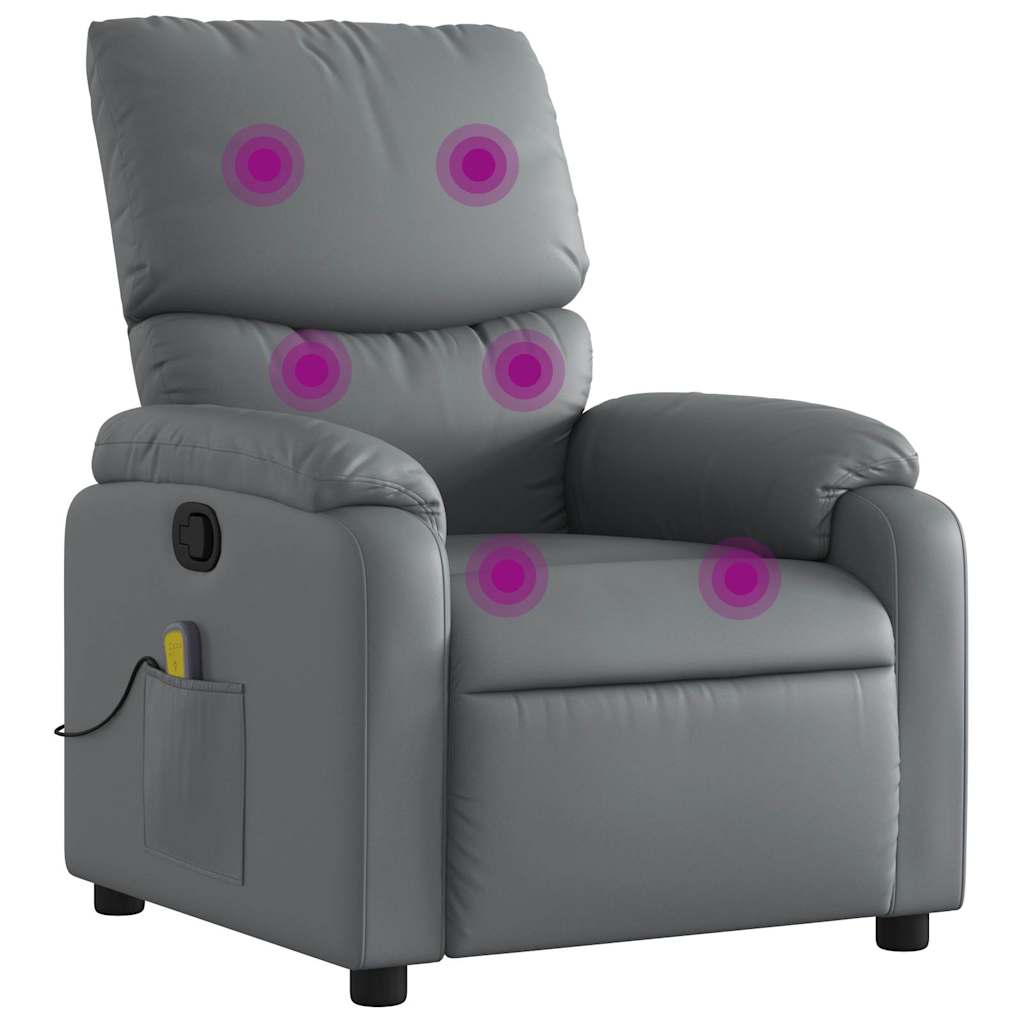 Fauteuil de massage inclinable Gris Similicuir Fauteuils vidaXL