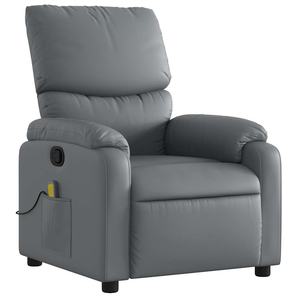 Fauteuil de massage inclinable Gris Similicuir Fauteuils vidaXL
