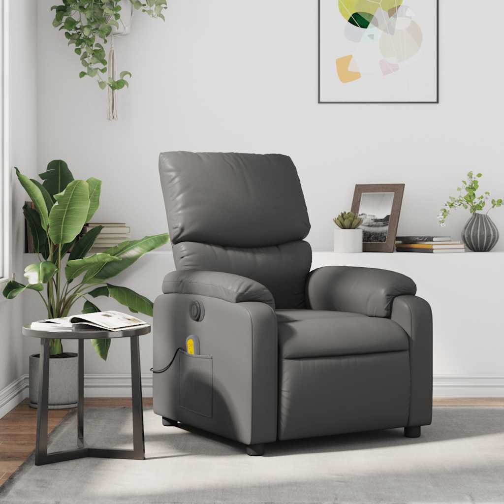 Fauteuil de massage inclinable Gris Similicuir Fauteuils vidaXL