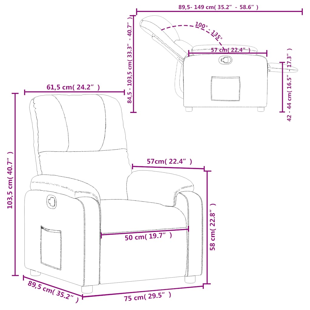 Fauteuil inclinable beige tissu microfibre - XIOS