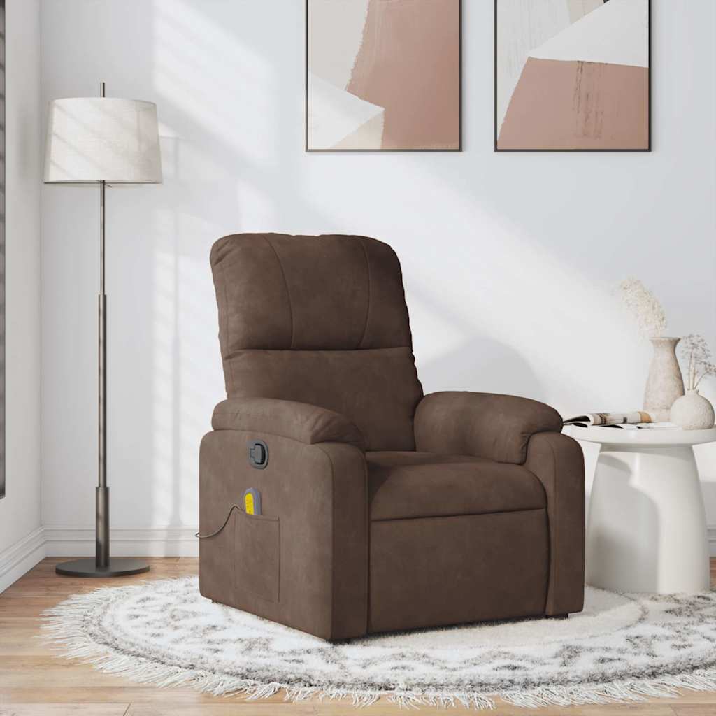 Fauteuil inclinable de massage marron tissu microfibre - XIOS