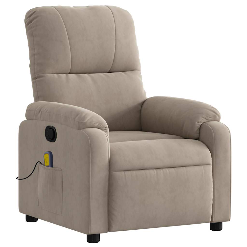 Fauteuil inclinable de massage taupe tissu microfibre - XIOS