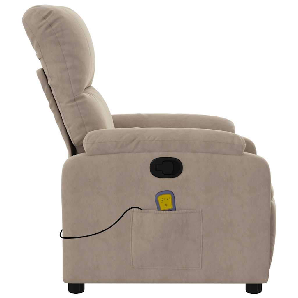 Fauteuil inclinable de massage taupe tissu microfibre - XIOS