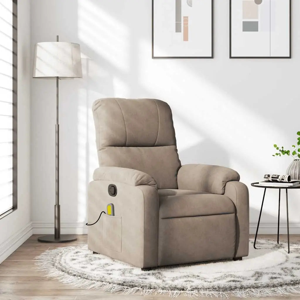 Fauteuil inclinable de massage taupe tissu microfibre - XIOS