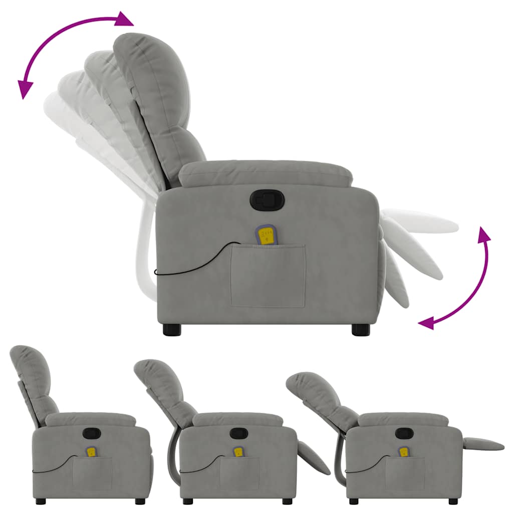 Fauteuil inclinable de massage gris clair tissu microfibre - XIOS