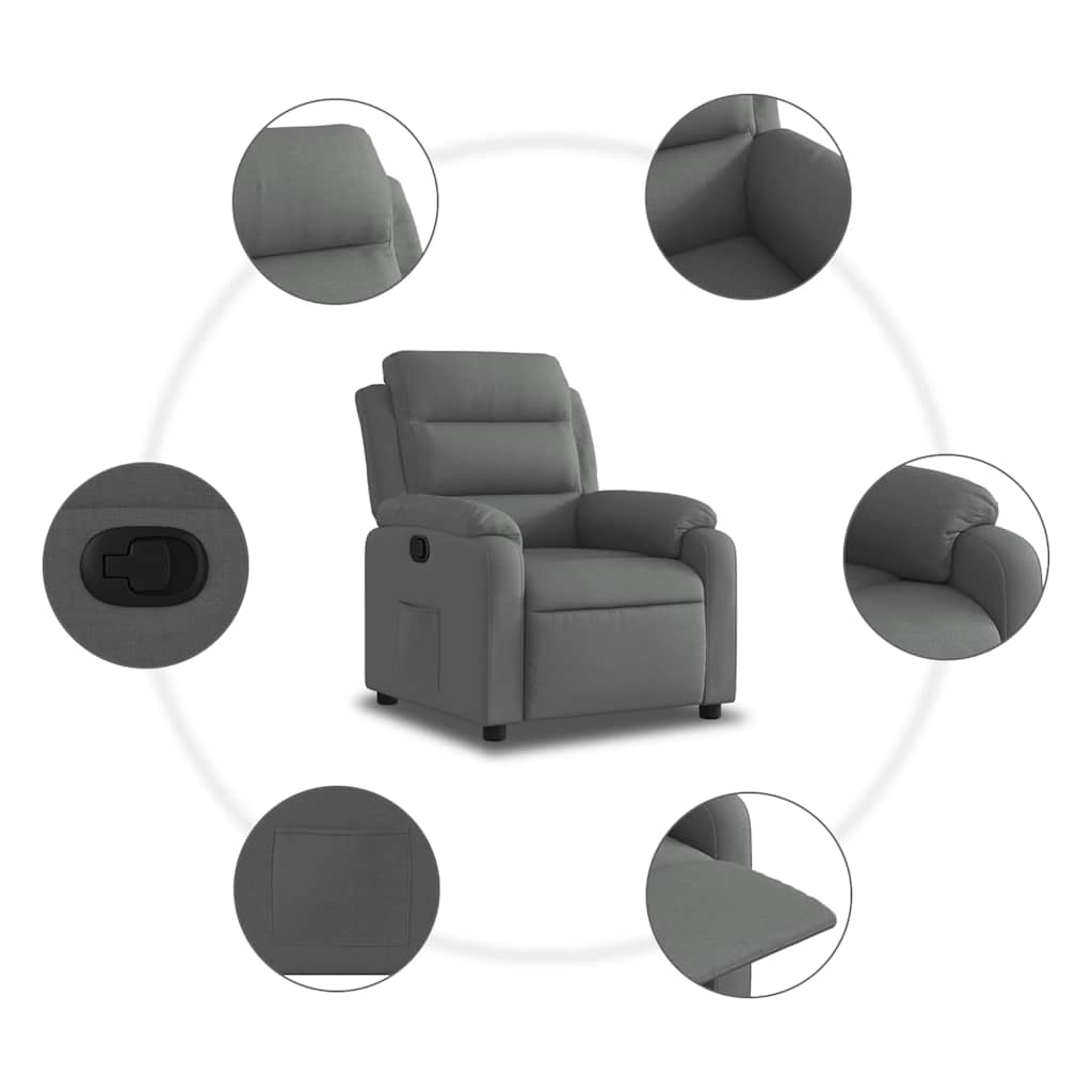 Fauteuil inclinable Gris foncé Tissu - XIOS