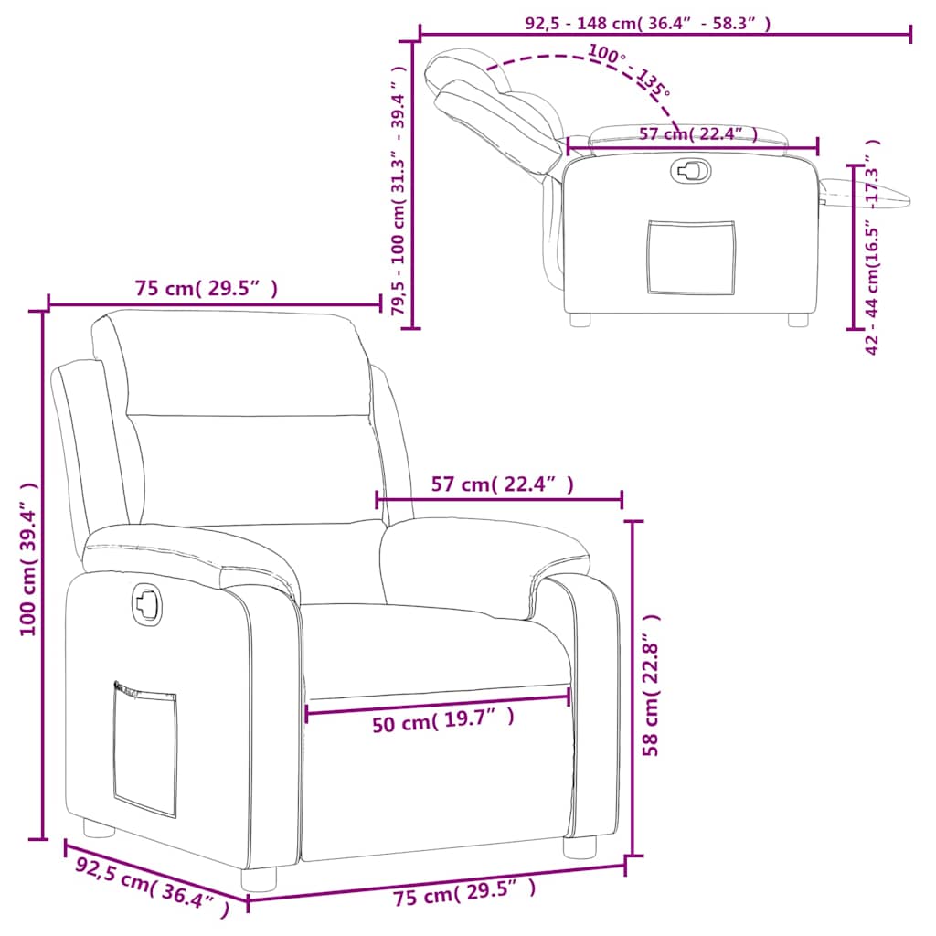 Fauteuil inclinable Gris foncé Tissu - XIOS