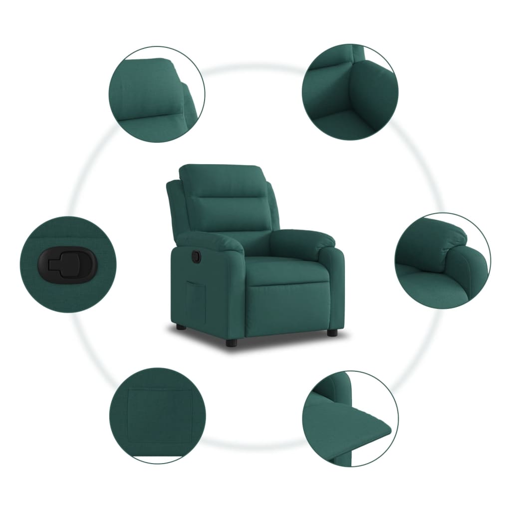 Fauteuil inclinable Vert foncé Tissu