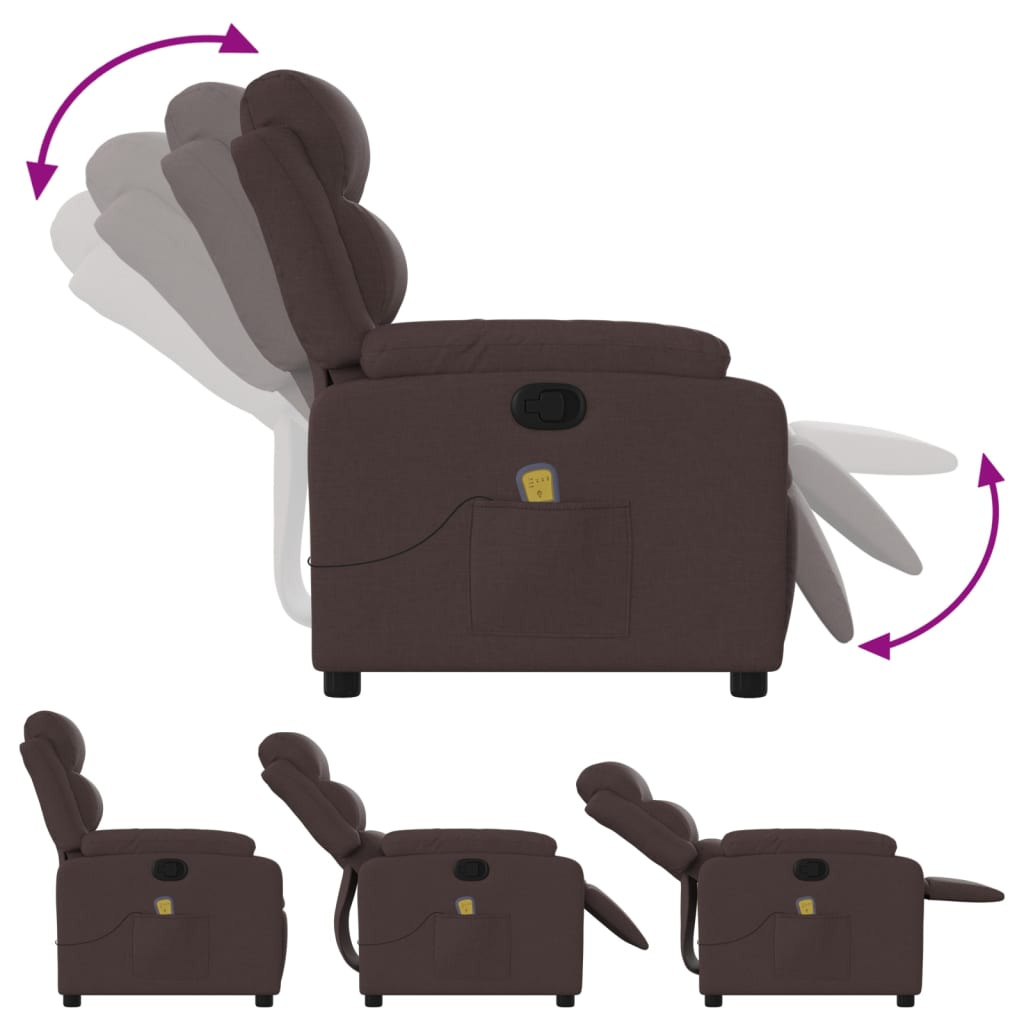 Fauteuil de massage inclinable Marron foncé Tissu - XIOS