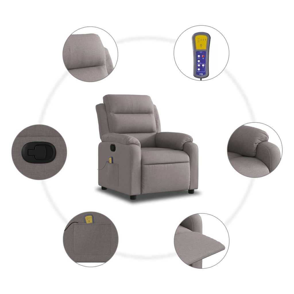 Fauteuil de massage inclinable Taupe Tissu - XIOS