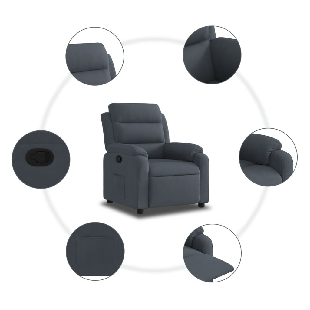 Fauteuil inclinable Gris foncé Velours - XIOS