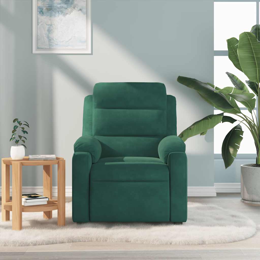 Fauteuil de massage inclinable vert foncé velours - XIOS