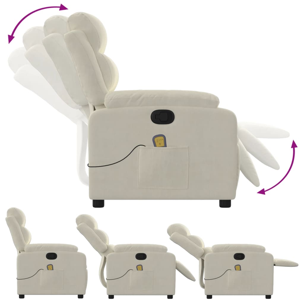 Fauteuil de massage inclinable crème velours - XIOS
