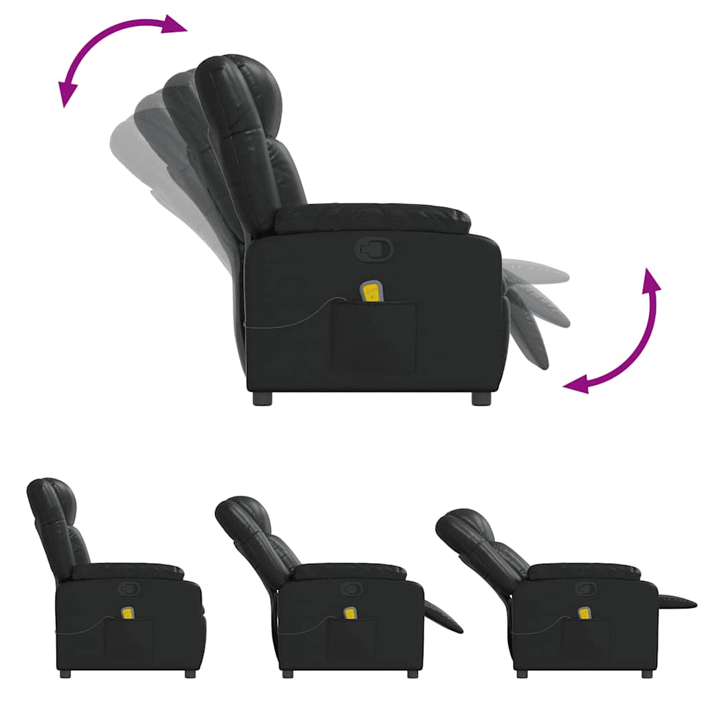 Fauteuil de massage inclinable Noir Similicuir Fauteuils vidaXL
