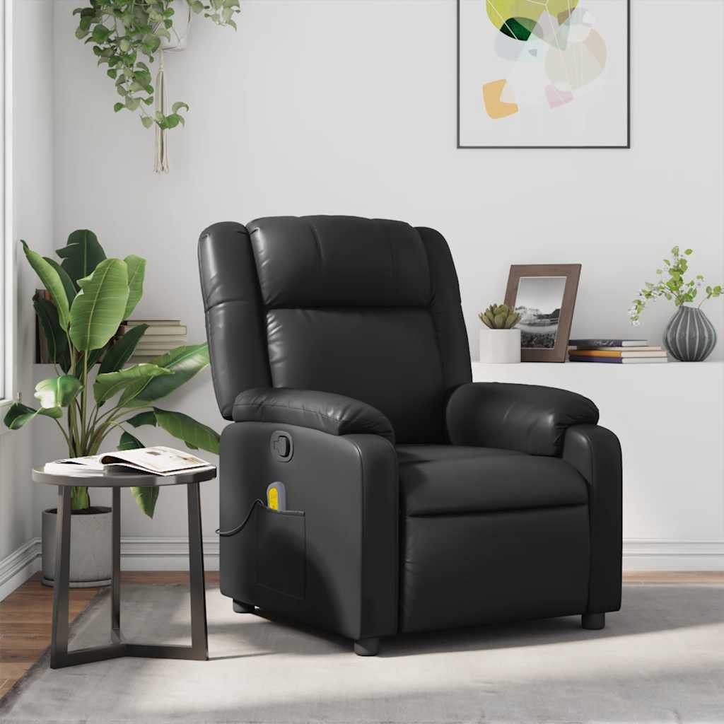 Fauteuil de massage inclinable Noir Similicuir Fauteuils vidaXL