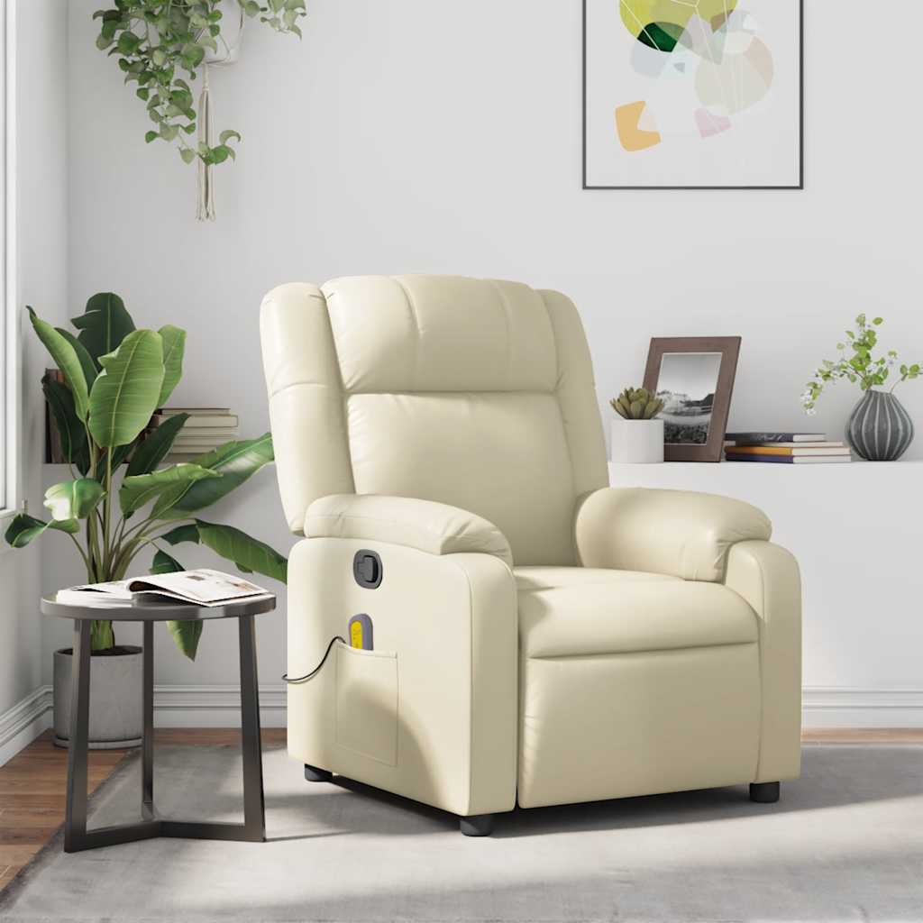 Fauteuil inclinable de massage Crème Similicuir - XIOS