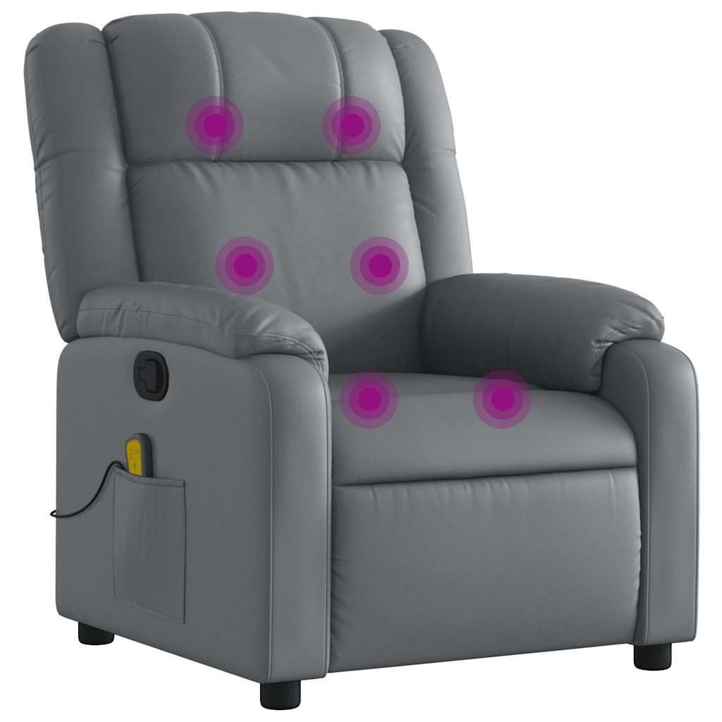 Fauteuil de massage inclinable Gris Similicuir Fauteuils vidaXL