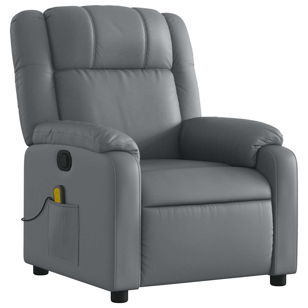 Fauteuil de massage inclinable Gris Similicuir Fauteuils vidaXL