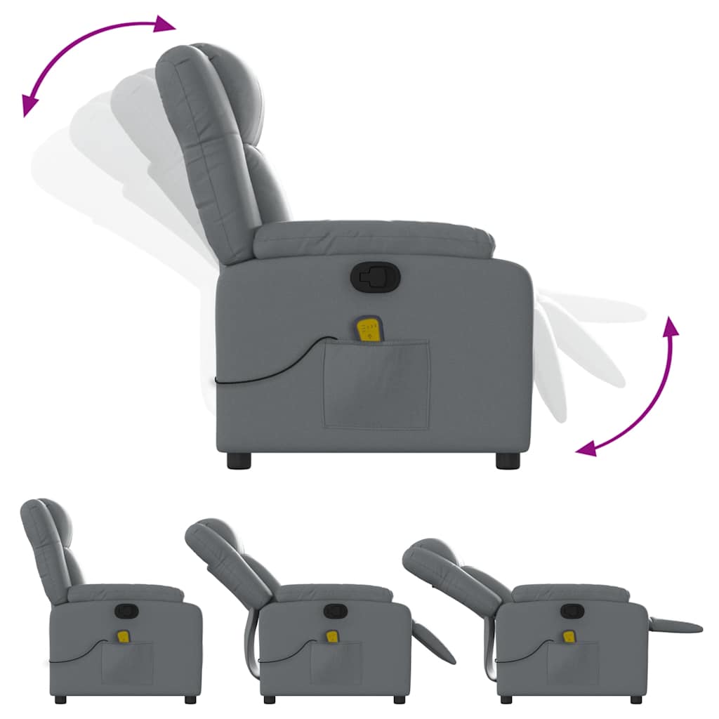 Fauteuil de massage inclinable Gris Similicuir Fauteuils vidaXL