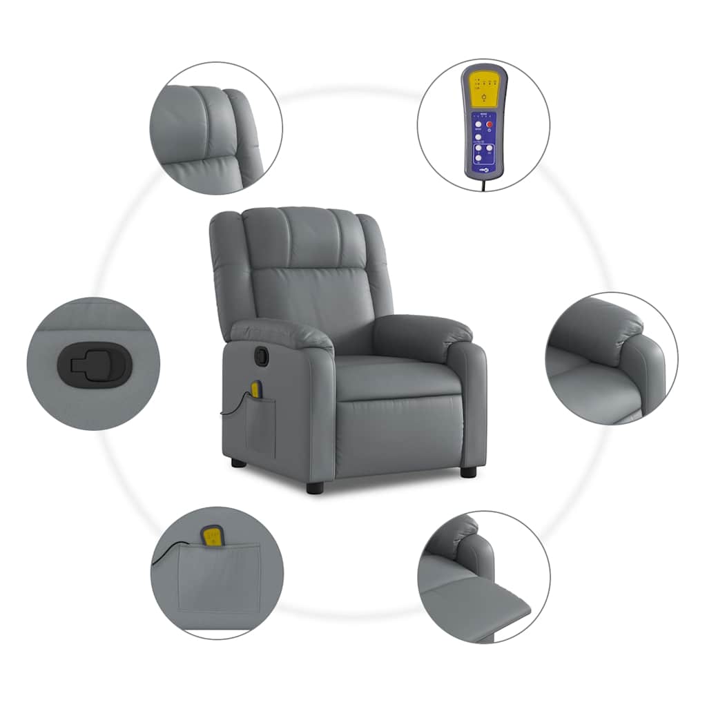 Fauteuil de massage inclinable Gris Similicuir Fauteuils vidaXL