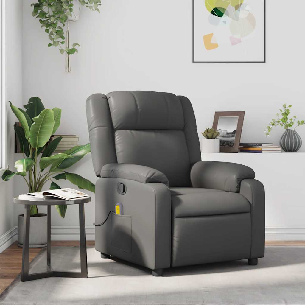 Fauteuil de massage inclinable Gris Similicuir Fauteuils vidaXL