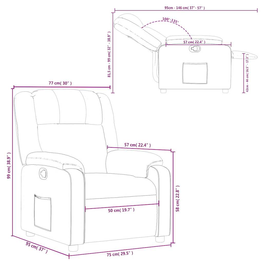 Fauteuil inclinable Gris foncé Tissu - XIOS