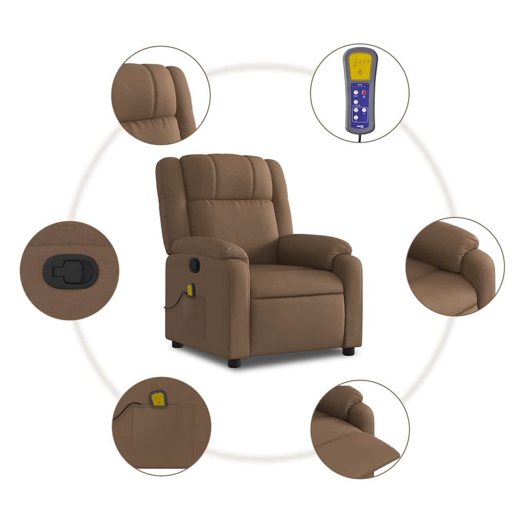 Fauteuil de massage inclinable Marron Tissu - XIOS