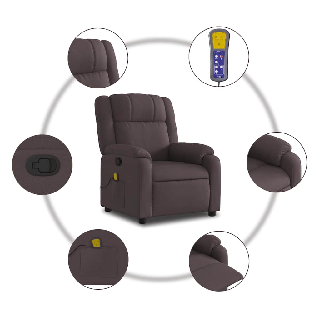 Fauteuil de massage inclinable Marron foncé Tissu - XIOS