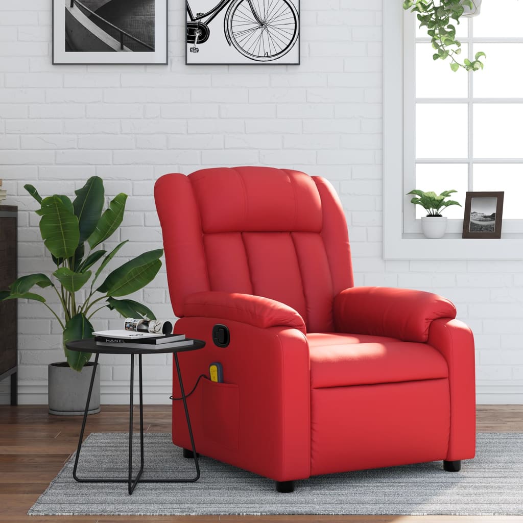 Fauteuil de massage inclinable rouge similicuir - XIOS