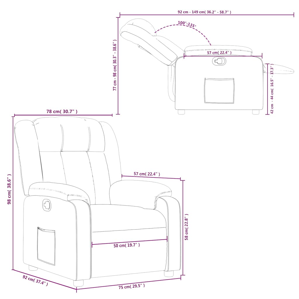 Fauteuil inclinable Gris foncé Tissu - XIOS