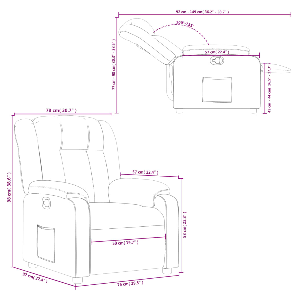 Fauteuil inclinable Marron foncé Tissu