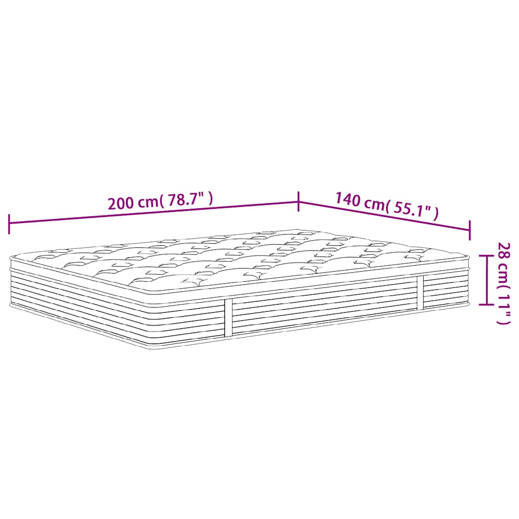 Matelas à ressorts ensachés moyen 140x200 cm - XIOS