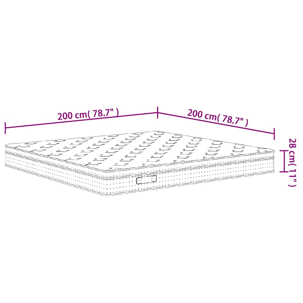 Matelas à ressorts ensachés moyen 200x200 cm - XIOS