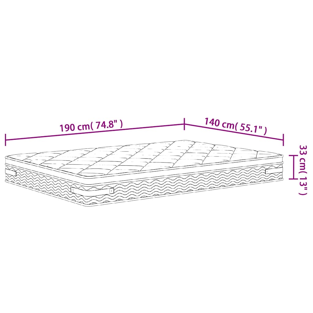 Matelas à ressorts ensachés moyen plus 140x190 cm - XIOS