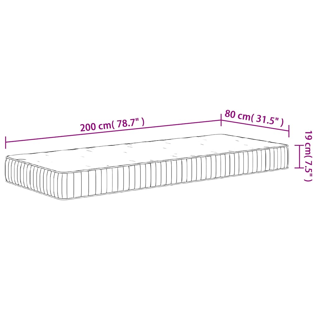 Matelas à ressorts ensachés moyen 80x200 cm - XIOS