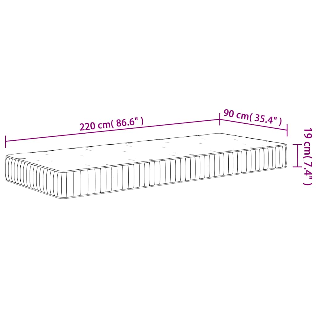 Matelas à ressorts ensachés moyen 90x220 cm - XIOS