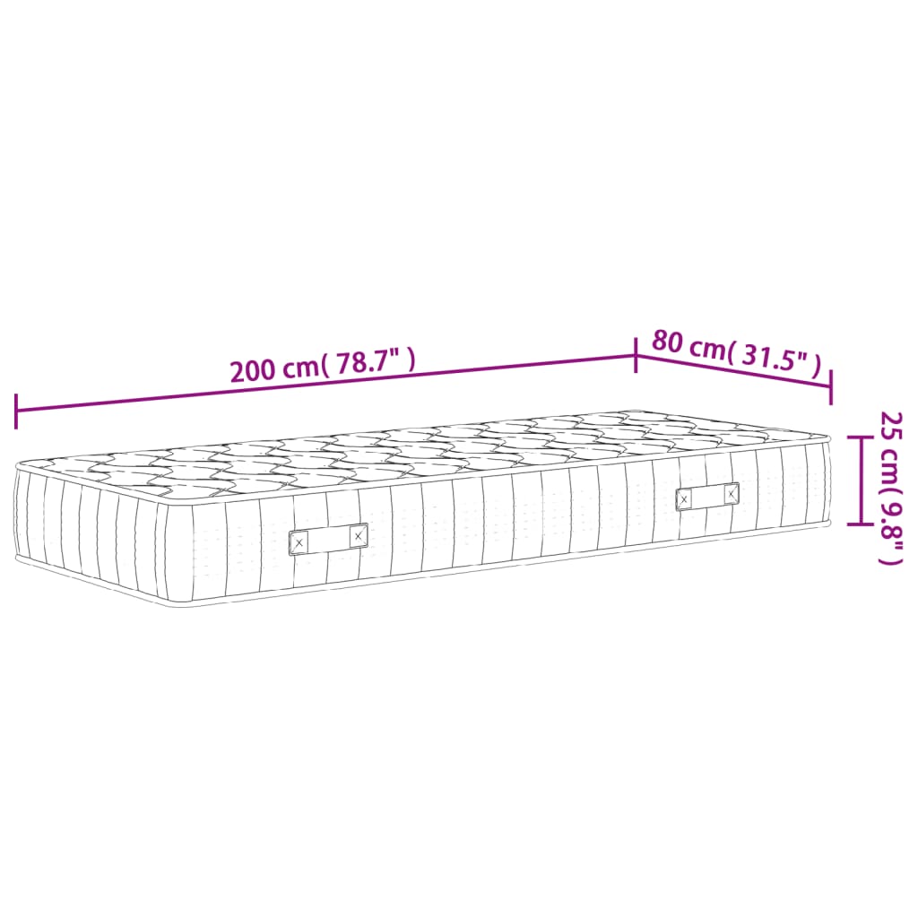 Matelas à ressorts ensachés dureté moyenne 80x200 cm - XIOS