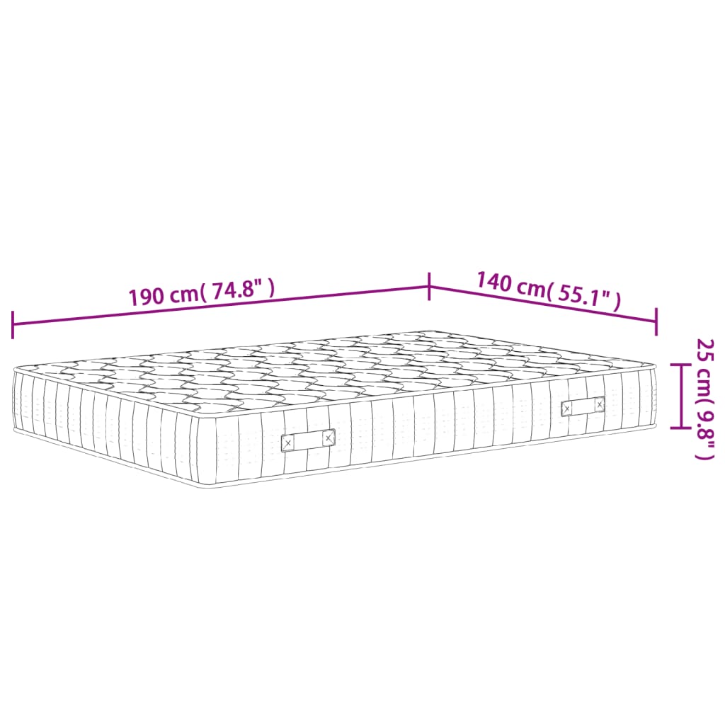 Matelas à ressorts ensachés dureté moyenne 140x190 cm - XIOS
