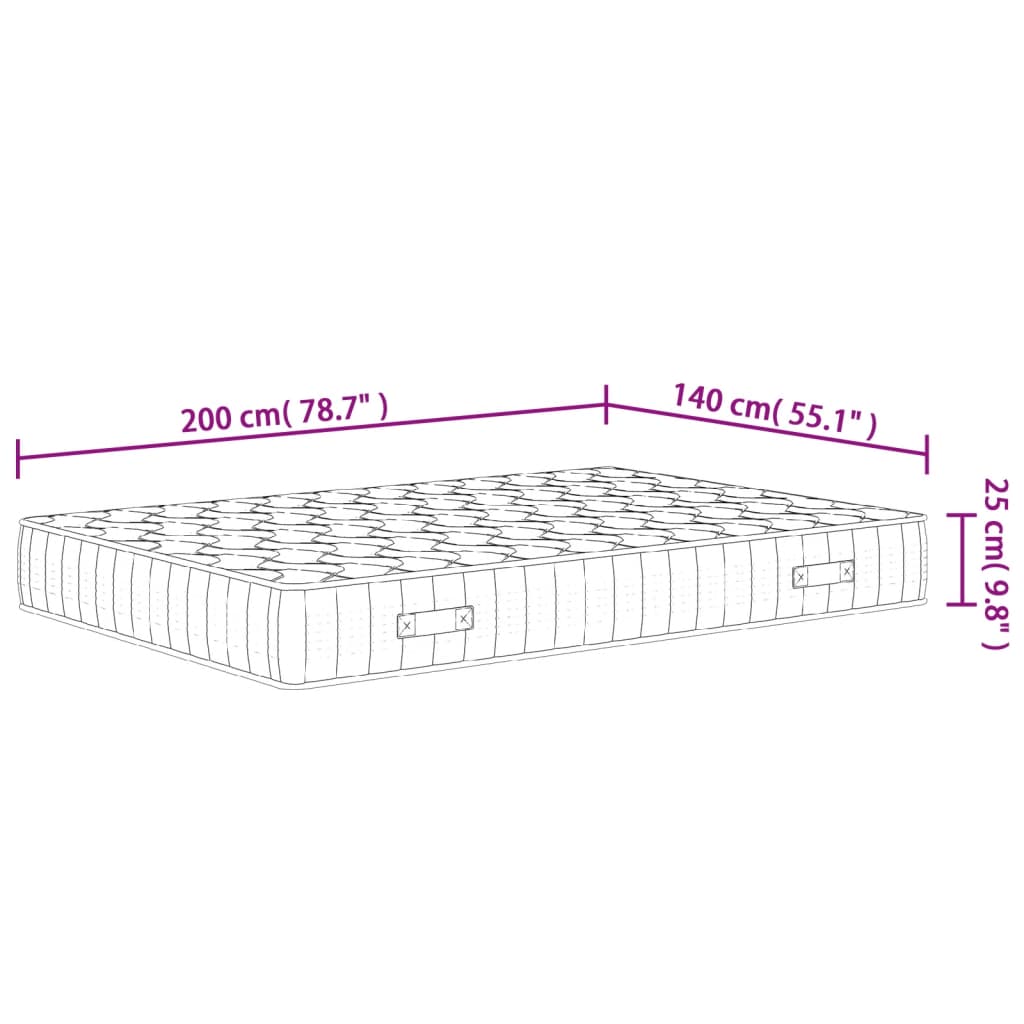 Matelas à ressorts ensachés dureté moyenne 140x200 cm - XIOS