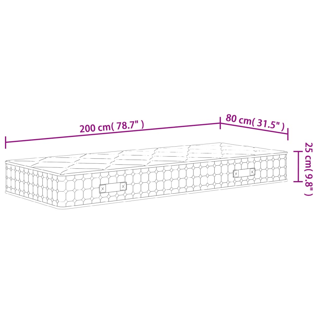Matelas à ressorts ensachés dureté moyenne 80x200 cm - XIOS