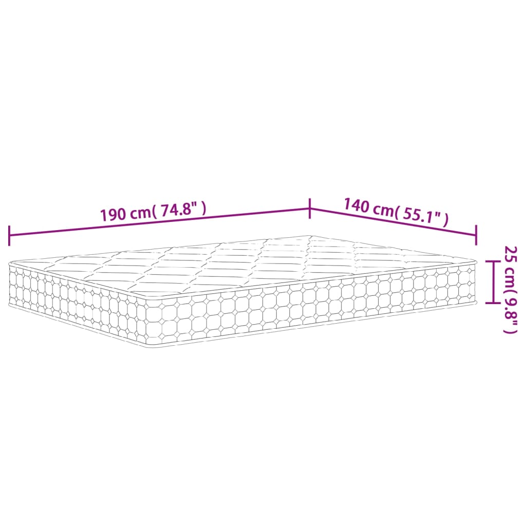 Matelas à ressorts ensachés dureté moyenne 140x190 cm - XIOS