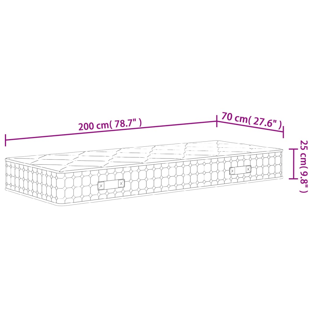 Matelas à ressorts ensachés dureté moyenne 70x200 cm - XIOS